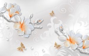پوستر دیواری طرح گل اریترونیوم و پروانه
