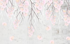 پوستر دیواری طرح نقاشی شکوفه های صورتی