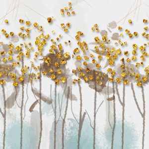 پوستر دیواری طرح خطوط انتزاعی و نقاط طلایی روشن