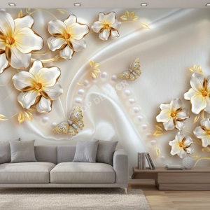 پوستر دیواری گل مرواریدی پروانه‌ای لوکس