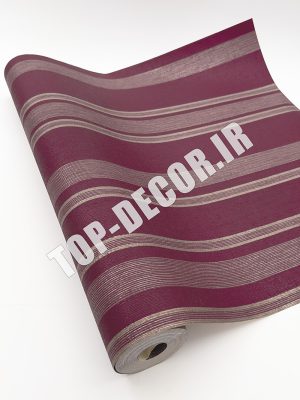  کاغذ دیواری قابل شستشو PVC طرح راه‌راه مدرن زرشکی