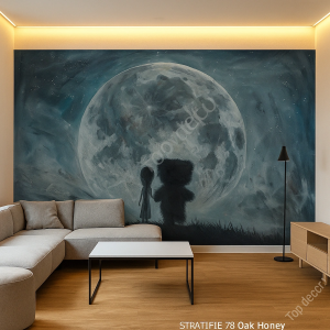 پوستر دیواری طرح ماه و دو همراه زیر نور شب