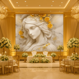 پوستر دیواری “بانوی مرمرین با گل‌های طلایی”