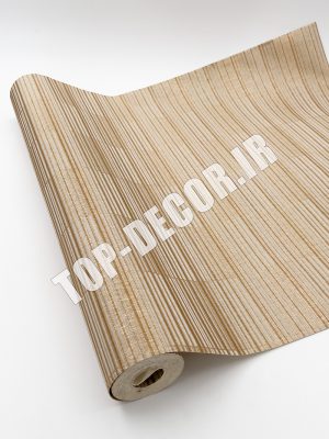 کاغذ دیواری قابل شستشو PVC طرح راه‌راه کرم و قهوه‌ای