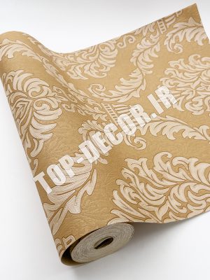 کاغذ دیواری قابل شستشو PVC طرح کلاسیک طلایی برجسته