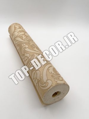 کاغذ دیواری قابل شستشو PVC طرح کلاسیک کرم برجسته