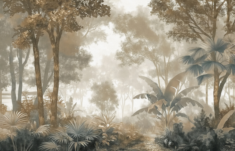 پوستر دیواری جنگل مه‌آلود گرمسیری