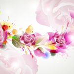 پوستر دیواری طرح گل‌های صورتی و طلایی