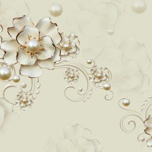 پوستر دیواری گل مرواریدی طلایی