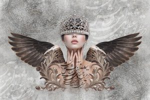 پوستر دیواری طرح بال‌های مجلل و تاج سلطنتی