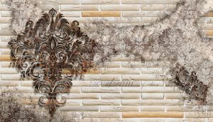 پوستر دیواری کلاسیک طرح آجر و منبت کهنه‌نما