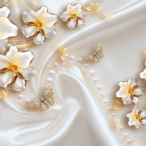 پوستر دیواری گل مرواریدی پروانه‌ای لوکس