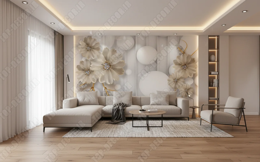 پوستر دیواری سه بعدی طرح گل مصنوعی