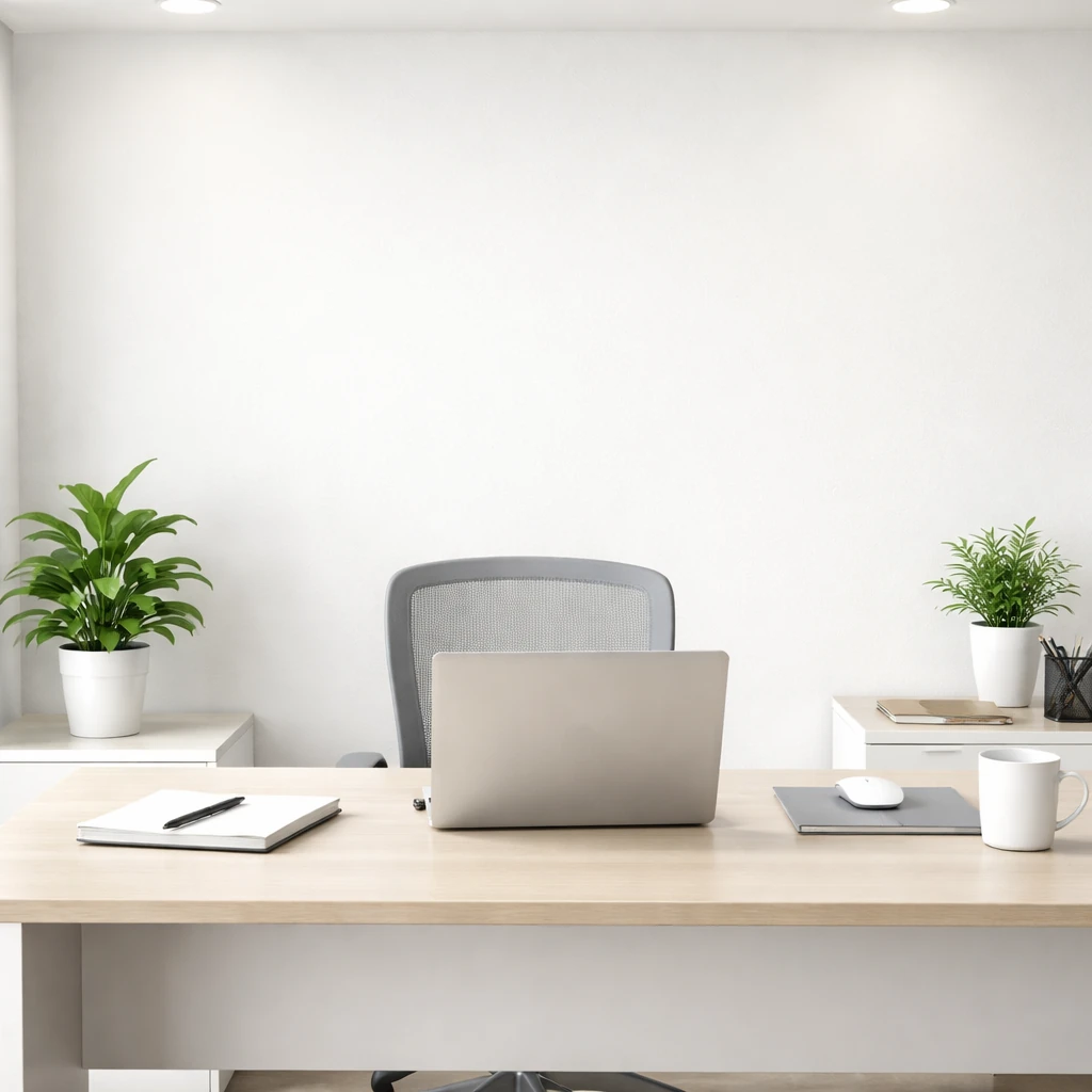 فضای میز کار با پس‌زمینه روشن