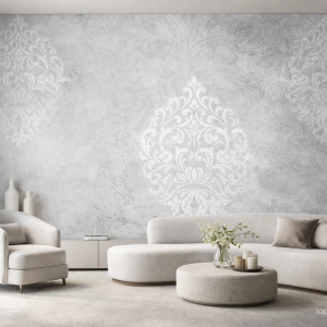 پوستر دیواری داماسک طوسی