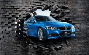 پوستر دیواری سه‌بعدی BMW آبی