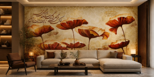 پوستر دیواری گل شقایق خطاطی