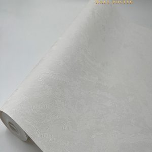 خرید کاغذ دیواری سفید پتینه با اکلیل نقره‌ای ریز، قابل شستشو