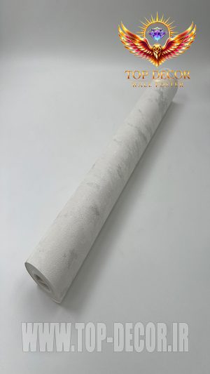 خرید کاغذ دیواری سفید پتینه با اکلیل نقره‌ای ریز، قابل شستشو
