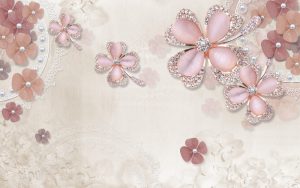 پوستر دیواری لوکس طرح گل‌های جواهرنشان و نگینی (مدل رویال‌جول)